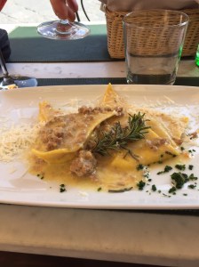 Burrata filled Ravioli with Pork and Fennel Seed Ragù