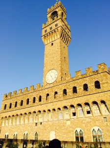 View of the Palazzo Vecchio from a terrace at the top of the Uffizi.