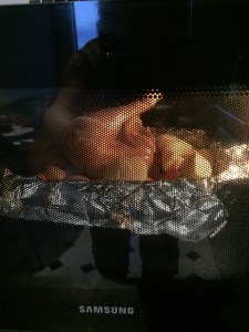 Chicken and vegetables in the convection oven